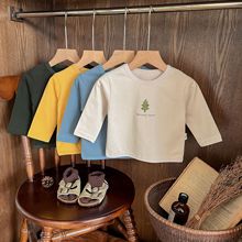 婴儿衣服春装男童印花圆领长袖T恤打底衫秋季女宝宝休闲百搭上衣