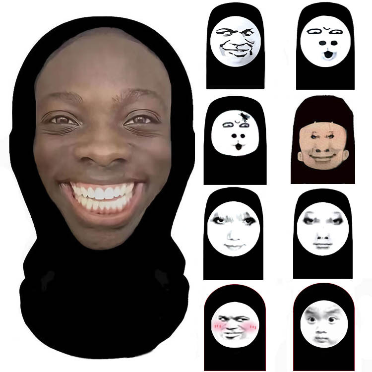 Shake the tone spoof headgear trick funny mask funny cos hood funny mask riding sunscreen breathable mask