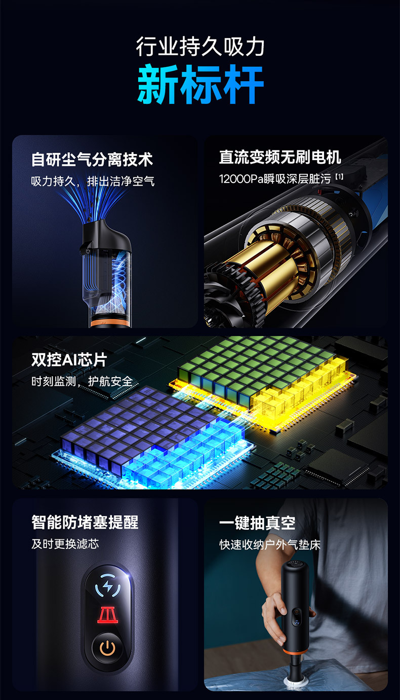 Baseus A5 Air Car Vacuum Cleaner Wireless Portable Small Handheld Mini Long-Lasting Battery Life Large Suction and Strong Power