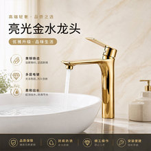 钛金面盆冷热水龙头洗脸盆台盆加高黑色金色浴室柜北欧洗手盆龙头