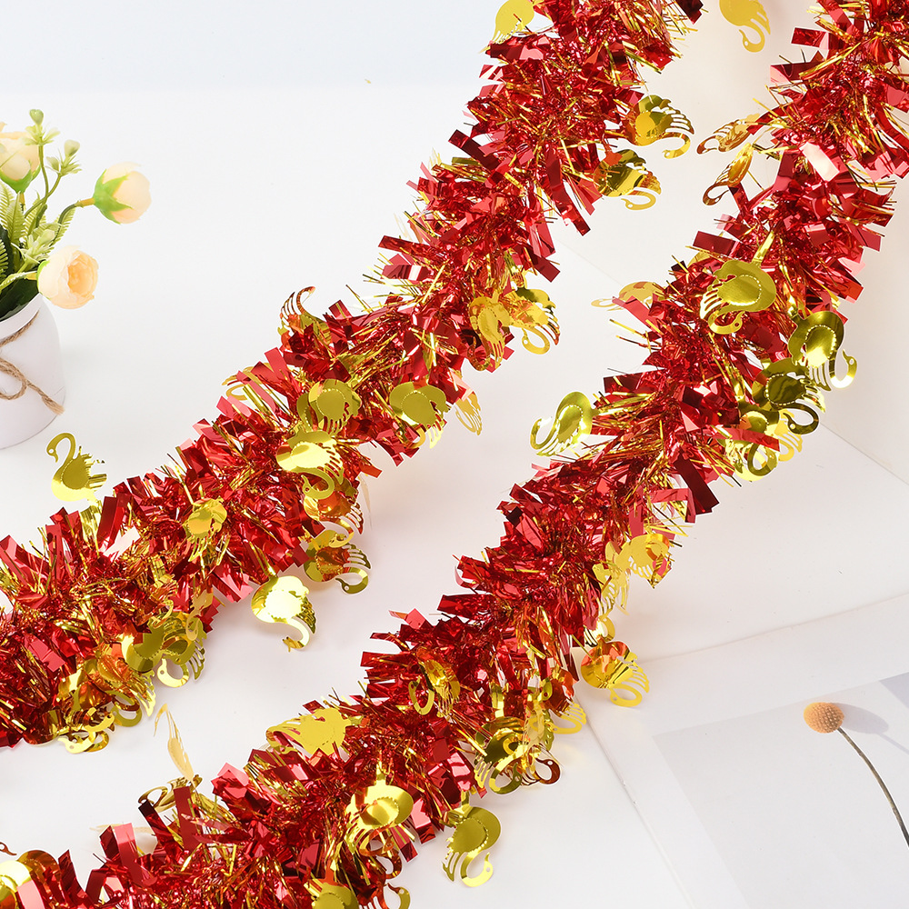 Decoración navideña transfronteriza Cisne burbuja de seda raya de color fiesta celebración actividad diseño Guirnalda lana raya cinta 2 M