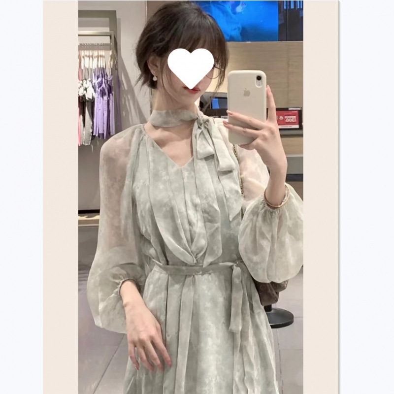 温柔风碎花连衣裙女2025早秋季新款法式高级感收腰气质仙女长裙子|undefined