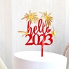 Ten 2023 Explosion New Year's Happy Cake Plug -in Acrylic Cake Account New Year's Day Birthday Party