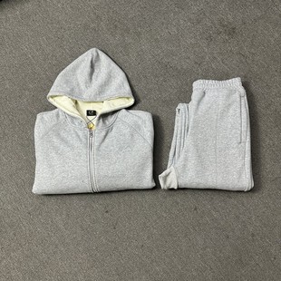 Heavy-weight Niche Trendy Brand Embroidered Small Label Waffled Stitching Zipper Jacket Casual Retro All-match Sports suit Men