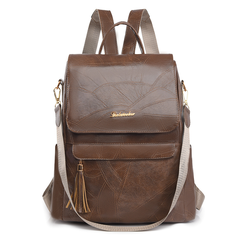 2024 invierno nuevo estilo europeo y americano retro damas mochila antirrobo moda borla mochila de tres usos de gran capacidad al por mayor