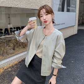 山力达迪韩系麂皮绒外套女春季2026年新款简约圆领休闲小个子短款