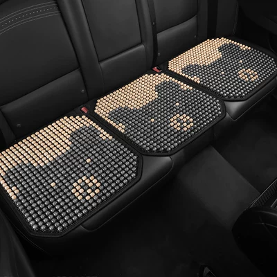 Summer Cooling Cushion, Wooden Bead Ventilated: Seat cushion, seat cover - cute-bear-gray-three-in-the-back-row