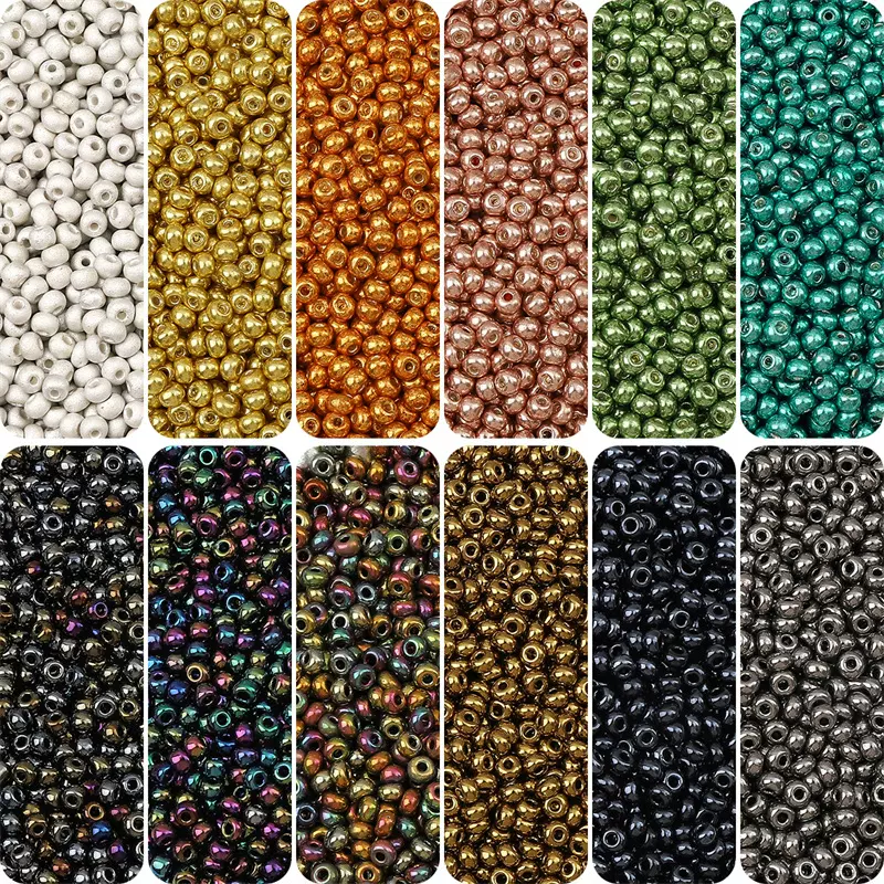 大小均匀玻璃米珠2/3/4mm金属矿彩色珠子手工diy手链项链串珠