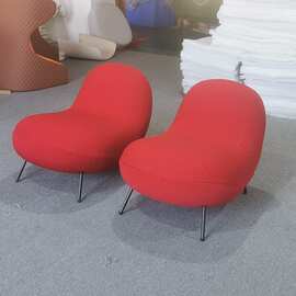 现代简约意式单人休闲椅北欧轻奢老虎椅客厅腰果造型创意沙发椅