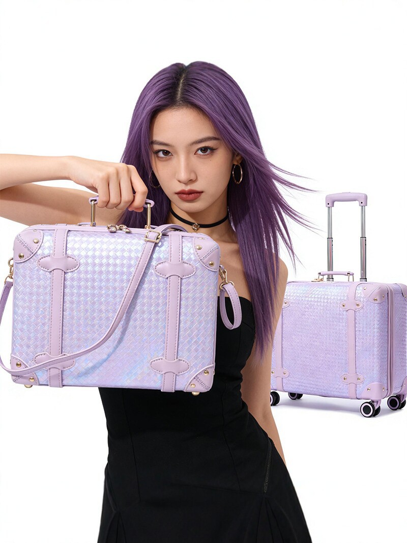 Bộ vali lồng nhau 20+24 inch màu tím nhạt, nhẹ, có khóa số — màu tím nhạt
