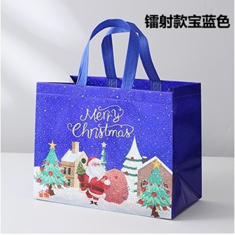Linhai spot bolsa de regalo de Navidad láser de Santa Claus bolsa no tejida bolsa de película de Navidad bolsa de regalo de fiesta