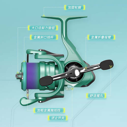 Jiayu Nihao Luya spinning wheel metal magnetic double brake anti-explosion line fishing reel long-range fishing reel