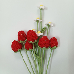 手工DIY編織草莓花束創意仿真園藝家居裝飾五股毛線針織花藝禮品