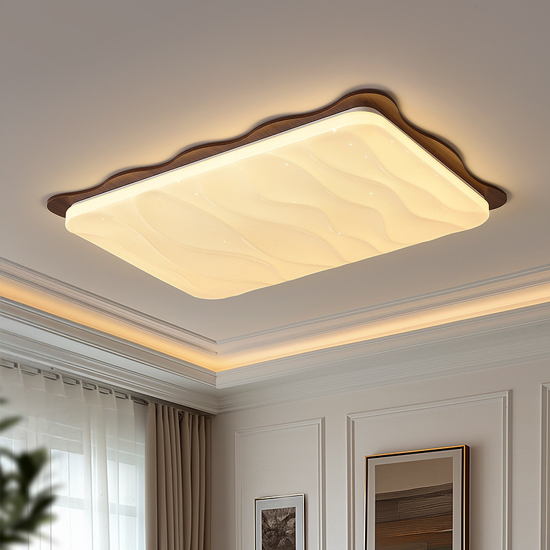 Medieval Style Ceiling Lamp 2025 New High-End Living Room Lamp Full Spectrum Walnut Color Zhongshan Lamp Whole House Lamp