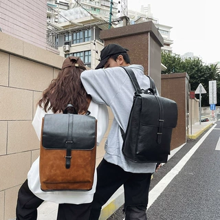 跨境英伦风定型双肩包男女大学生书包休闲高中大容量电脑包透气