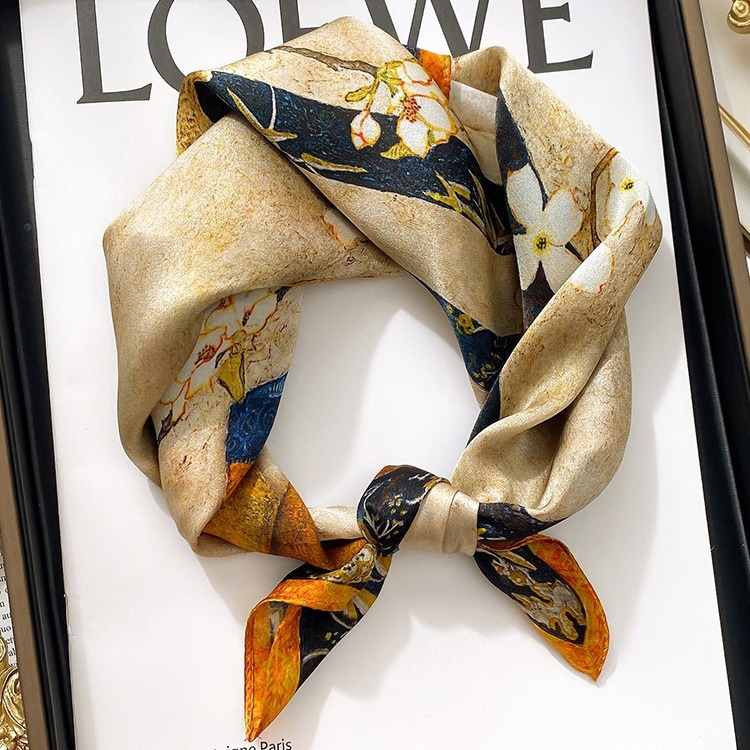 Silk autumn thin handkerchief for mother's day