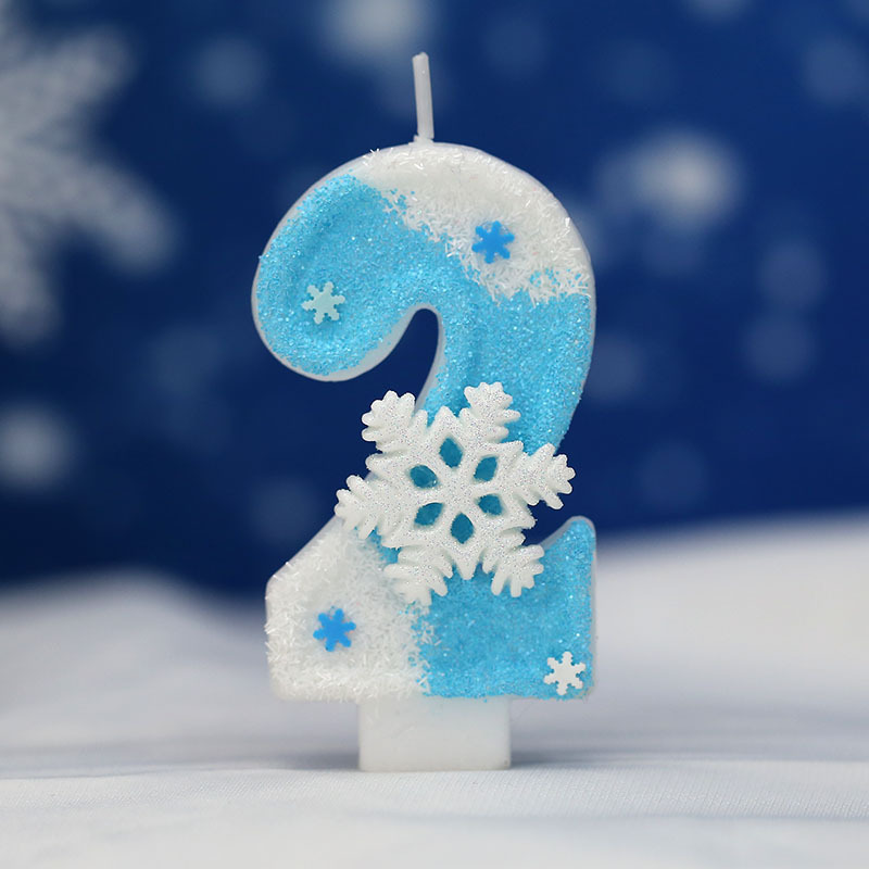 白と青の大きな雪の結晶クリエイティブデジタル誕生日キャンドル新しいアマゾンクロスボーダーホットセール誕生日パーティーの装飾キャンドル|undefined