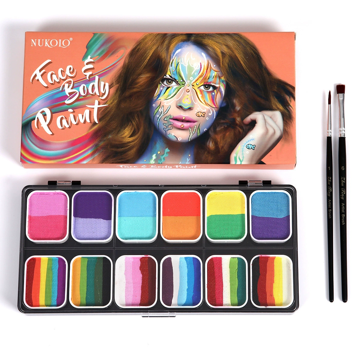handmade DIY 12-color right angle rainbow strip painting cream Children's face painting pigment body painting cream cross-border