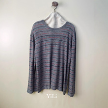 弋黎 2025秋装新品复古多色条纹水溶羊毛衣宽松慵懒针织罩衫半裙
