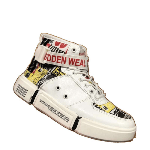 summer four seasons medium high-top skate shoes leather cloth sneaker casual shoes Korean fashionable all-matching old man shoes fashionable men