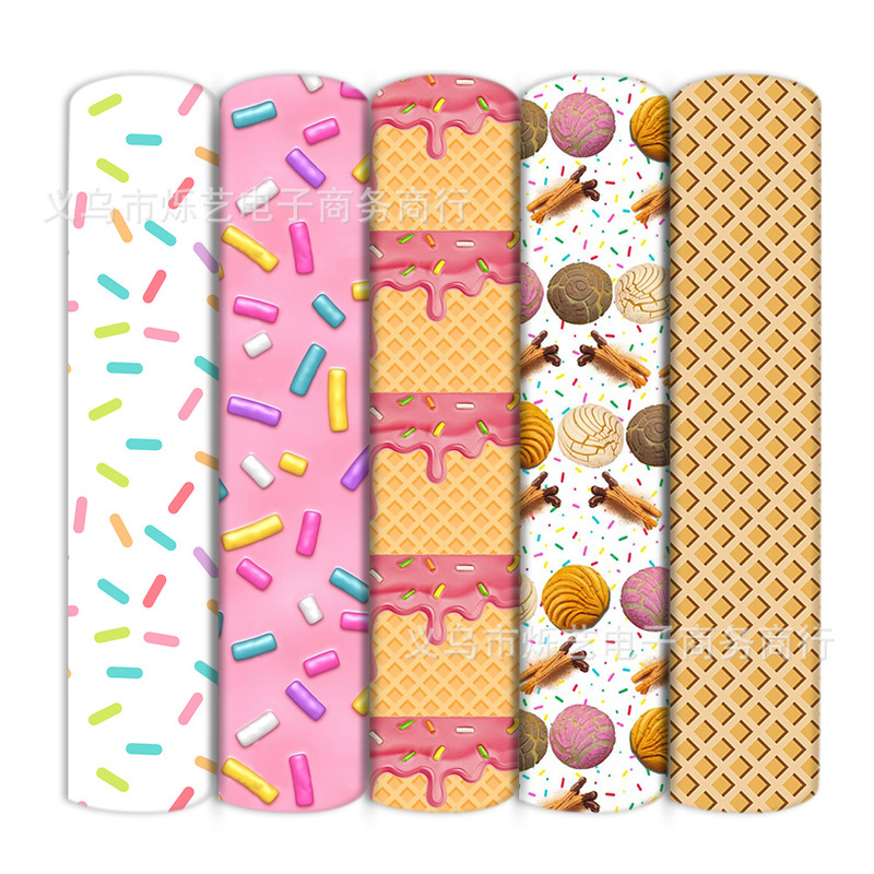 Donuts Waffles Dessert Printed Thin Polyester Cotton Polyester Canvas Handmade Cloth New Fabric 1Yc40440