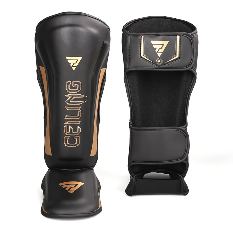 Calaberas de lucha de Ceiling Sanda de lucha con espinilleras en la parte posterior del pie, equipo de protección de entrenamiento de lucha de pu gruesa de boxeo
