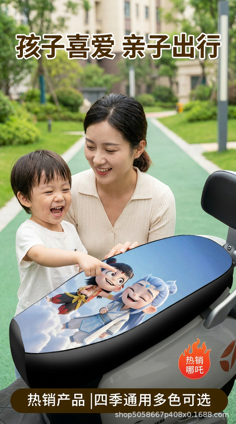 New Model of Electric Vehicle Seat Cover, Nezha Thickened Waterproof and Sun-Proof Leather Seat Cover, Motorcycle Seat Cover, Electric Vehicle Seat Cover