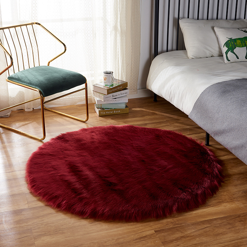 Alfombra de peluche larga dormitorio redondo chica silla mecedora silla de computadora mantas de lana nórdico alfombra de armario image 18