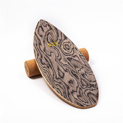 Manufacturer's customizable fish-shaped curved surfing balance board, wooden home fitness board, snowboarding yoga training balance board