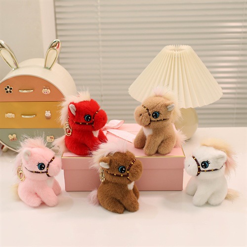 叮咚小马公仔挂件毛绒玩具生肖马钥匙扣情侣包包饰品背包挂饰黑马