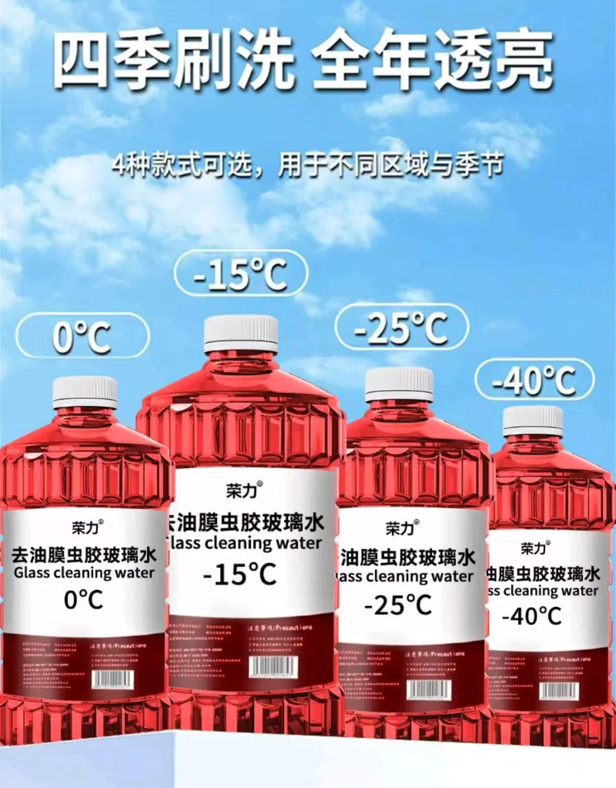 Genuine Oil Film Remover, Shellac Glass Cleaner, Summer Windshield Car Stain Removal, Cleaning and Maintenance, Winter Anti-Freeze, All-Season Use