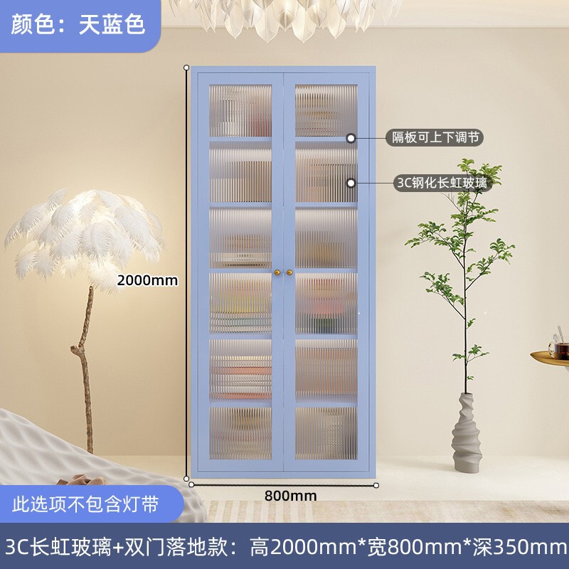 钢制书柜玻璃门防尘书架简约现代铁艺置物柜客厅储物柜家用展示柜|undefined