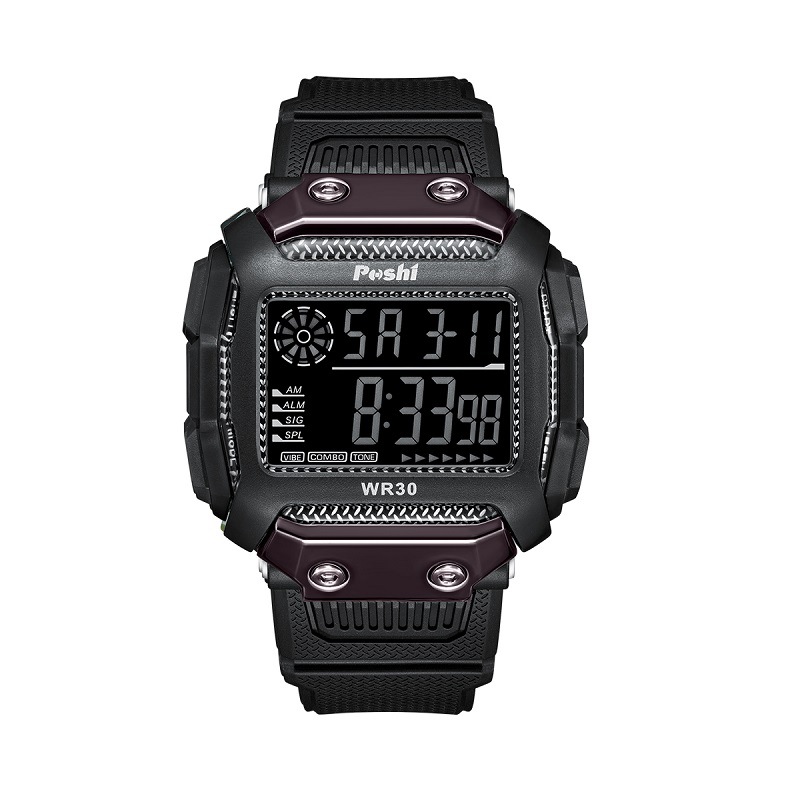 Moda Tendencia Estudiante Reloj electrónico Multifuncional Deportes al aire libre Cronógrafo impermeable Luminoso Reloj electrónico LED Reloj para hombre