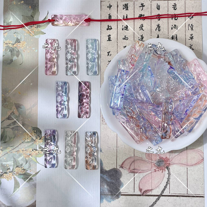 Wholesale 9x 30mm glazed lotus brand double hole single side carved lotus flower brand diy handmade beaded bracelet material