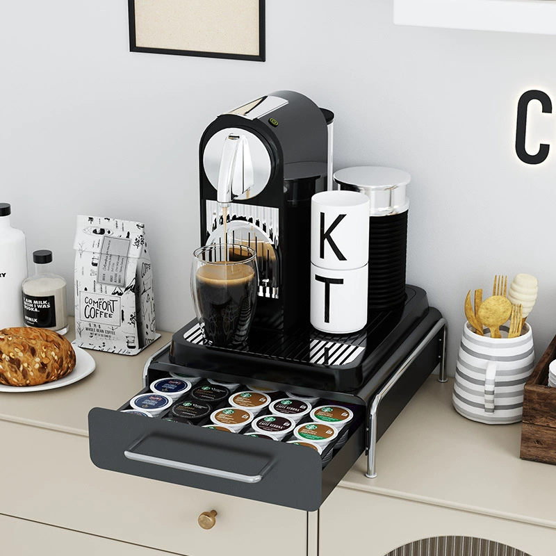 Coffee Capsule Storage System, Compact Drawer Organizer, Light Luxury Style, 36×33×12.5 cm