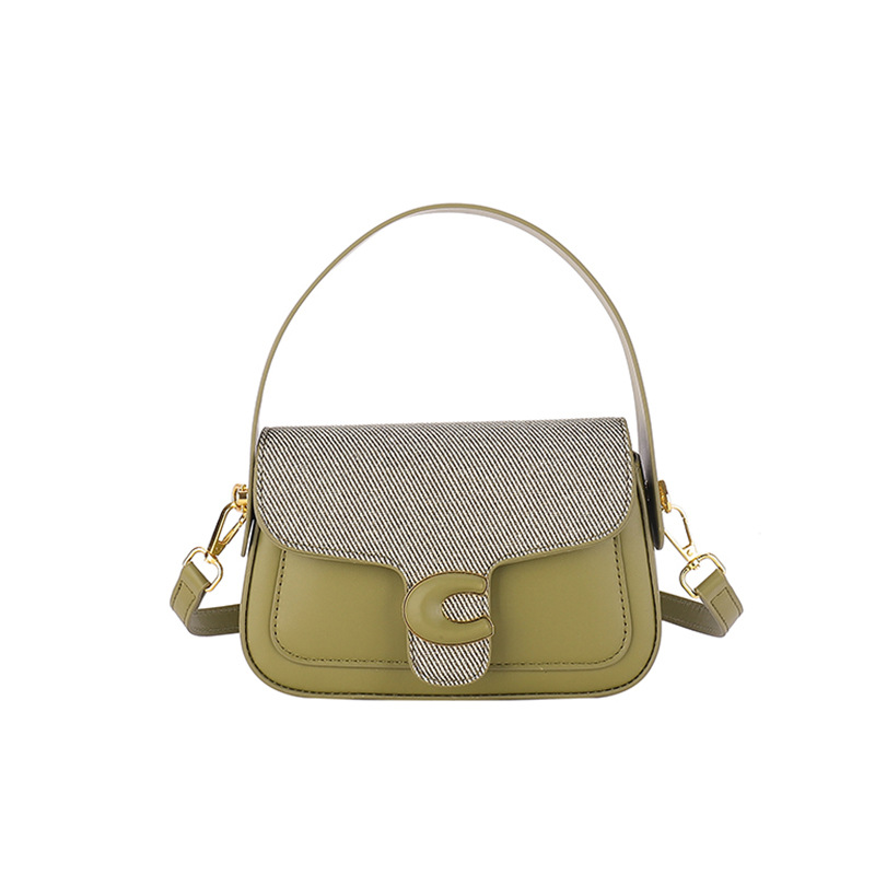 Bolsos de hombro empalmados en primavera, bolsos cuadrados de color de choque, bolsos de silla de montar de moda de nicho francés, bolsos de ocio