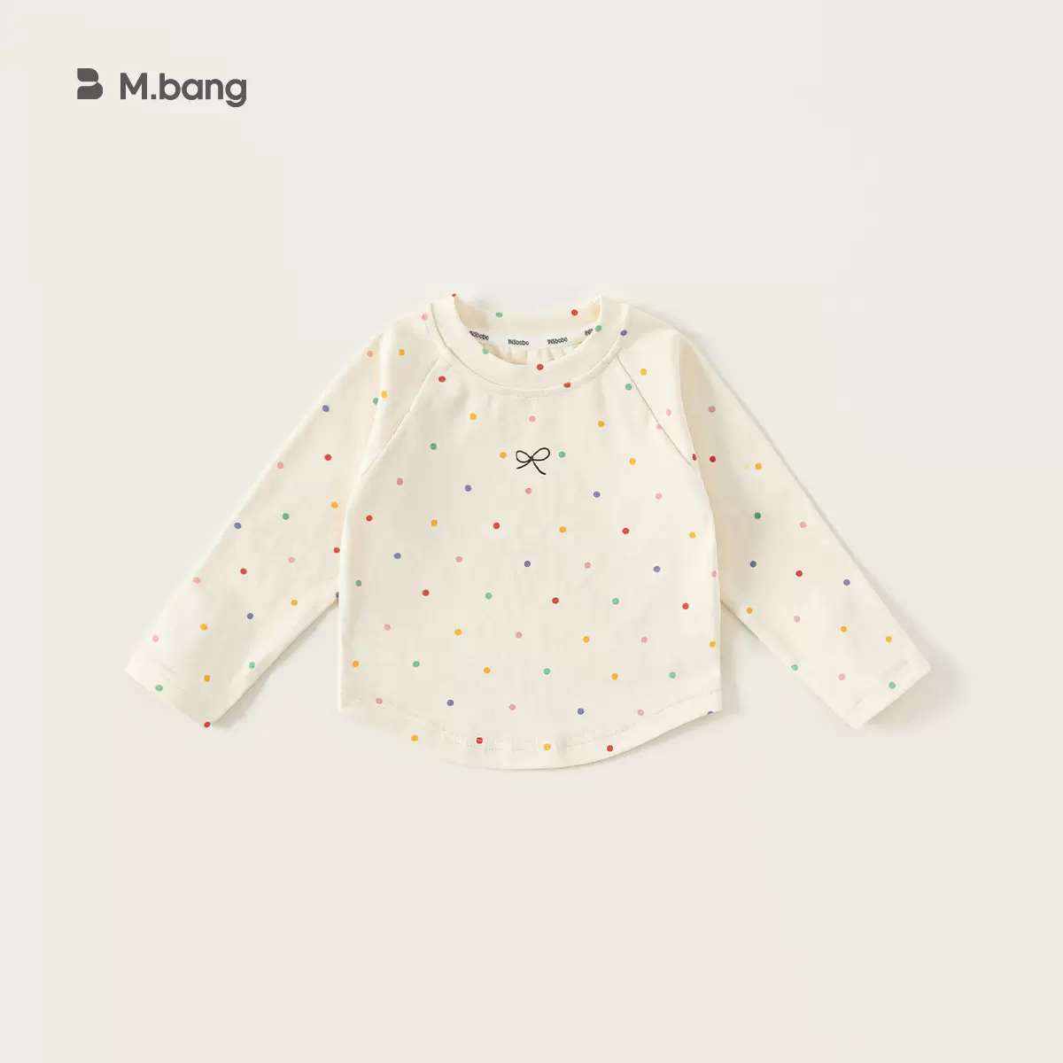 宥宝童装秋季女童打底衫新款儿童内搭上衣波点蝴蝶结女宝宝长袖t