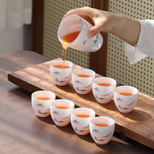 W1TR德化白瓷茶具套装家用轻奢陶瓷功夫泡茶壶羊脂玉盖碗茶杯