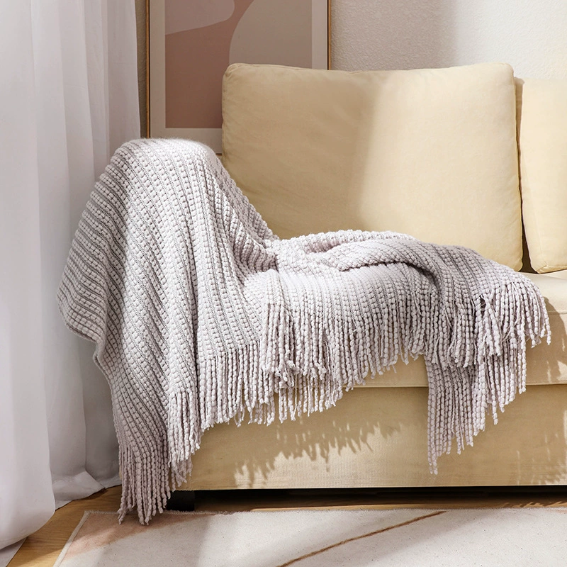 Sofa, knitted duvet for sleep, boho style