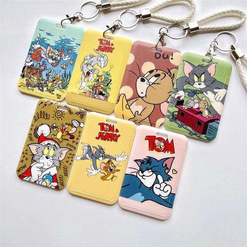 Tom and Jerry Student Bus Elevator Card Cover Campus Meal Card Bag Work Pass Access Control Document Protective Cover Customized