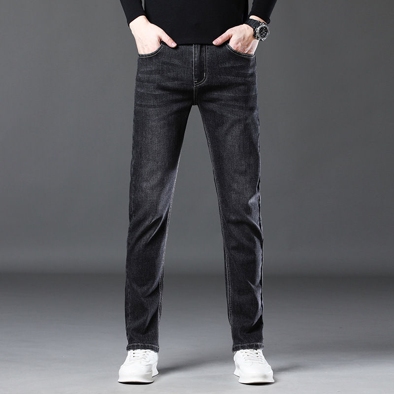 Men's jeans with three-dimensional slim fit and versatile casual straight leg pants_voghion.com