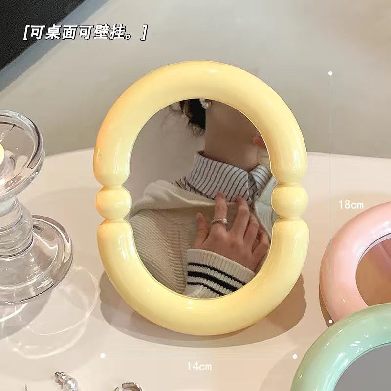 Espejo de belleza de color caramelo de escritorio dormitorio mirillo plegable dormitorio de estudiantes espejo de maquillaje de alta definición