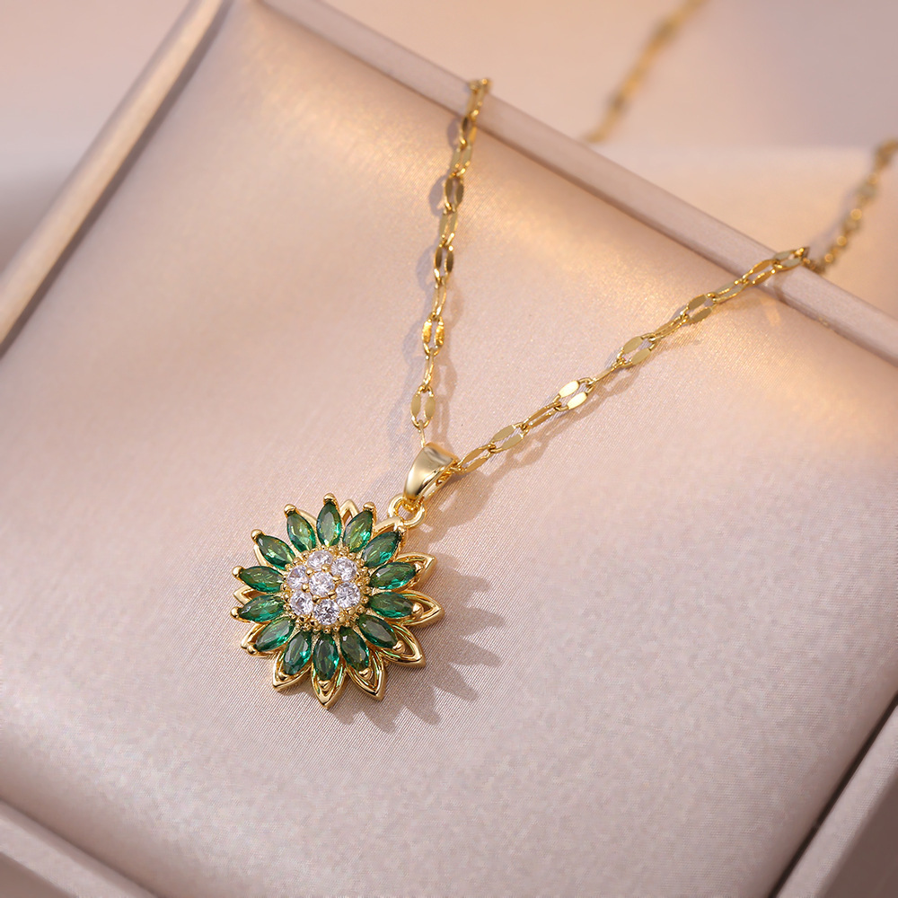 Diamond Design Wholesale Jewelry Elegant Flower Titanium Steel Copper Diamond Jewelry Set