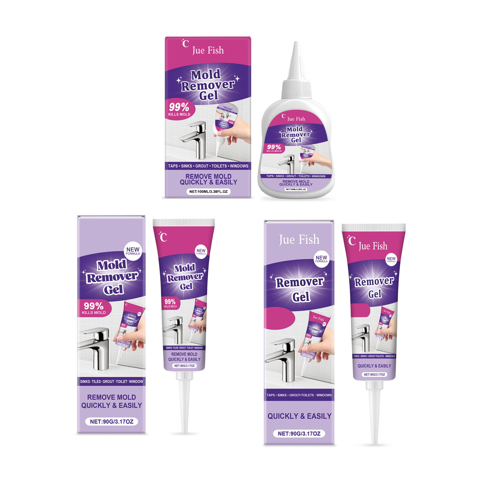 Jue Fish Household Multi-Effect Cleaning Gel Wall Floor Toilet Decontamination and Stain Removal Long-Lasting Gel Cleaner