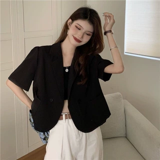薄款短款西装衬衫外套女2026年新款气质显瘦百搭宽松短款西服上衣