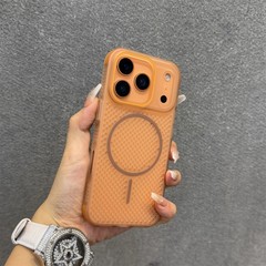 适用iPhone17ProMax手机壳四角防摔苹果16散热网孔磁吸细圈保护套