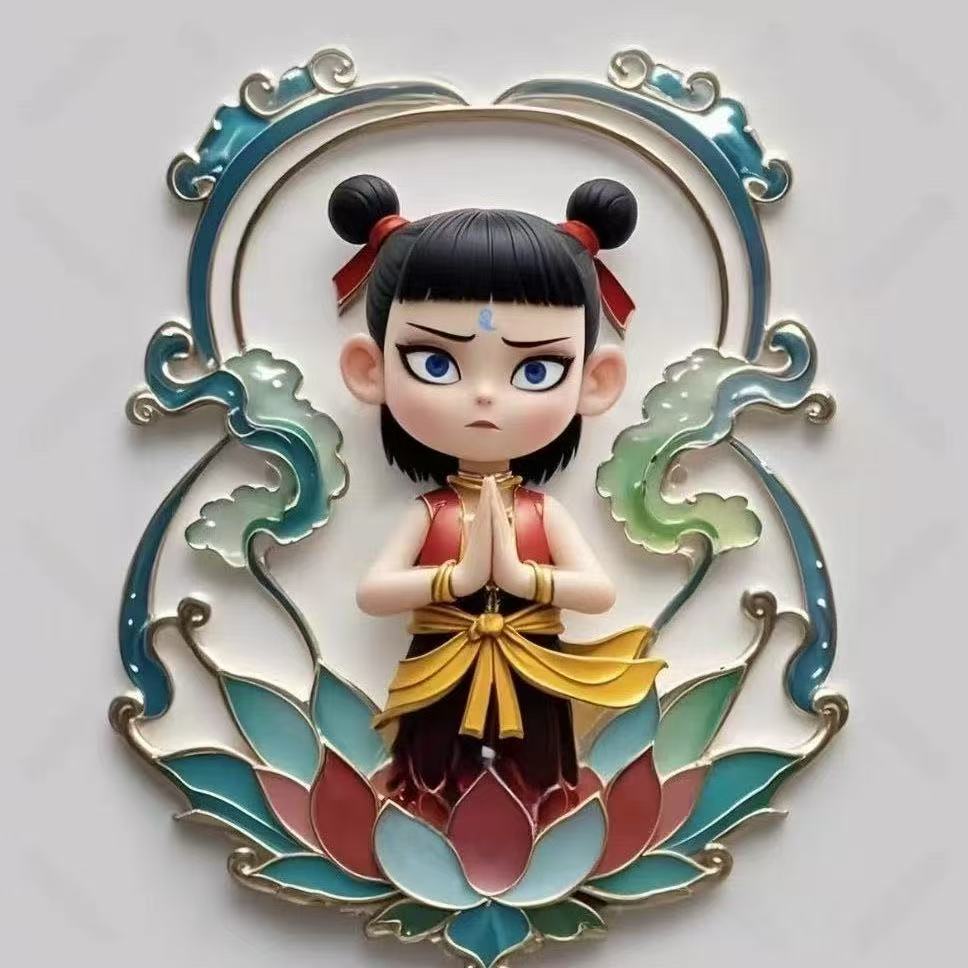 Nezha 2 Magic Boy Naohai alrededor del mar Nezha Ao Ao C Metal imán imán imán de nevera aleación colección de animación aleación conmemorativa