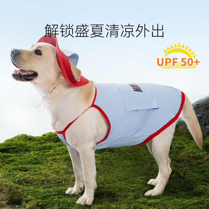 Verano perro perro mediano y grande golden retriever labrador protector solar perro grande bolsa de hielo ropa fresca fuera ropa para mascotas