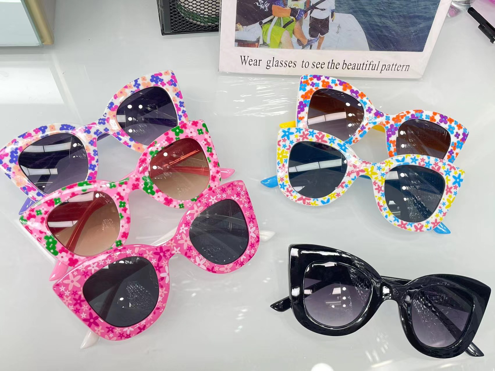 New cute fresh flower sunglasses children's fashion sunglasses UV protection baby multi-color lens glasses