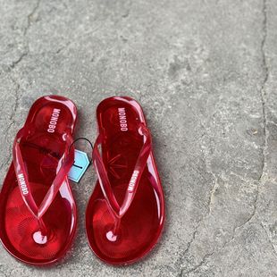 Thailand imported MONOBO flip-flops women's jelly flip-flops beach transparent flat crystal fashion shoes